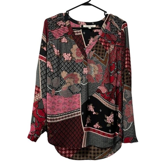 Black Rainn Size Medium Colorful Floral Cottagecore  Shirt Top‎ Hippie Modern - Picture 1 of 12